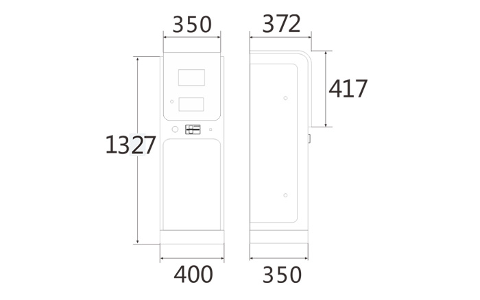 H型黃白色出入口控制機(jī)(R04)尺寸圖